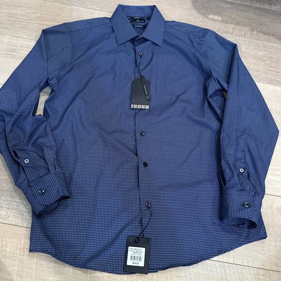 BEN SHERMAN MENS BLUE AND PURPLE LONG SLEEVE BUTTON SHIRT NEW SLIM FIT 15/15 1/2 - Picture 1 of 11